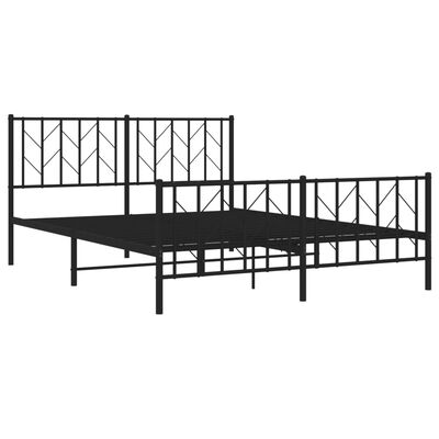 vidaXL Cadre de lit métal sans matelas avec pied de lit noir 150x200cm