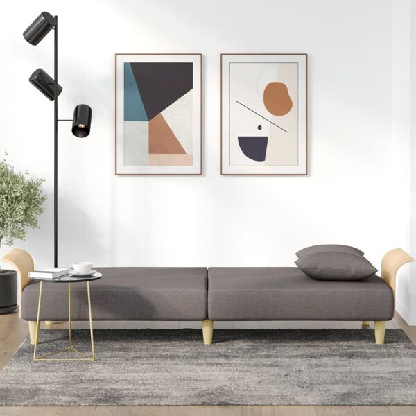 vidaXL Canap&eacute;-lit avec accoudoirs taupe tissu