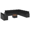 vidaXL Salon de jardin 12 pcs avec coussins noir r&eacute;sine tress&eacute;e