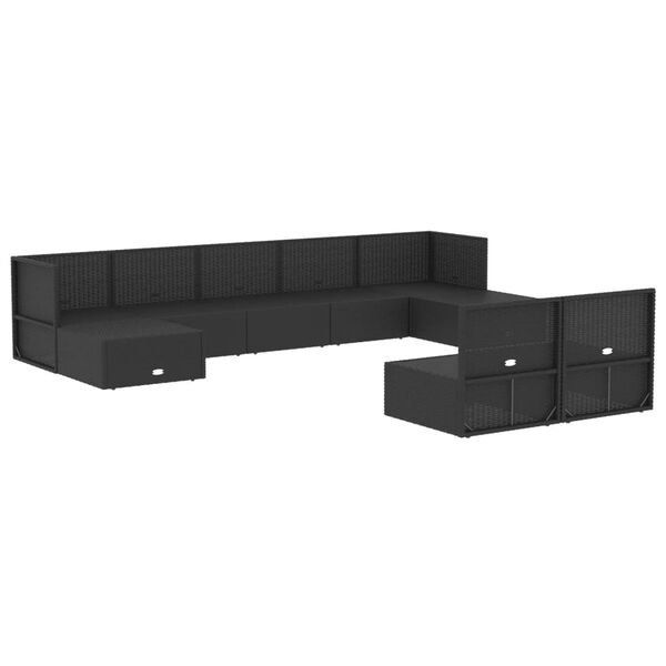 vidaXL Salon de jardin 9 pcs avec coussins Noir R&eacute;sine tress&eacute;e