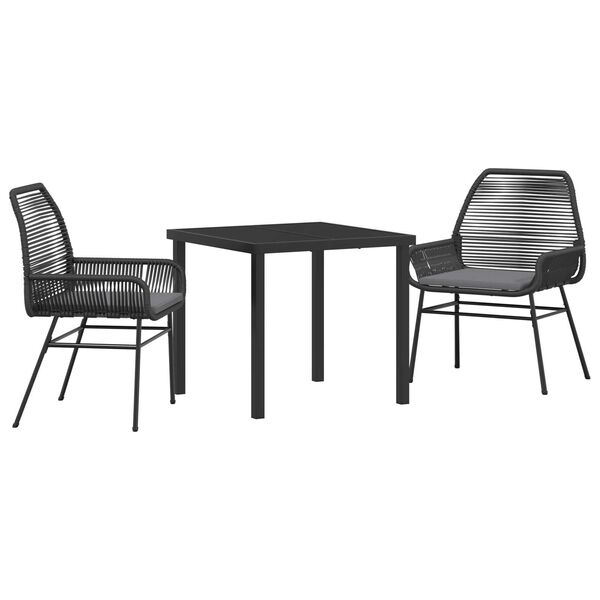 vidaXL Ensemble de salle &agrave; manger pour jardin 3 pcs Noir polyrotin