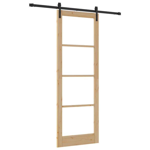 vidaXL Porte coulissante ORKDAL Naturel et Noir 83 x 232 cm