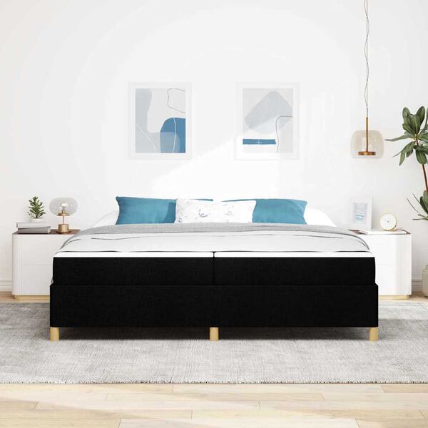 vidaXL Cadre de lit avec matelas Noir 200 x 200 cm tissu