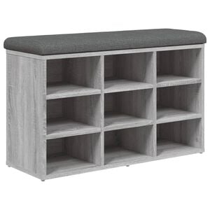 vidaXL Banc &agrave; chaussures sonoma gris 82x32x50 cm bois d'ing&eacute;nierie