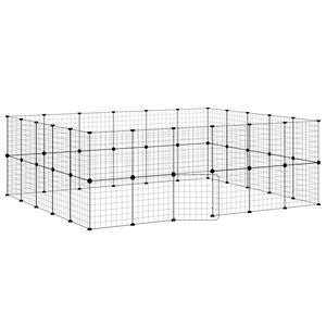 vidaXL Cage animaux de compagnie &agrave; 44 panneaux et porte Noir 210x175x70 cm