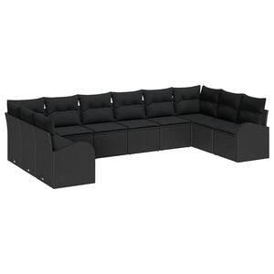 vidaXL Ensemble de Canap&eacute;s 10 pc Noir [Synth&eacute;tique]: Polyrotin