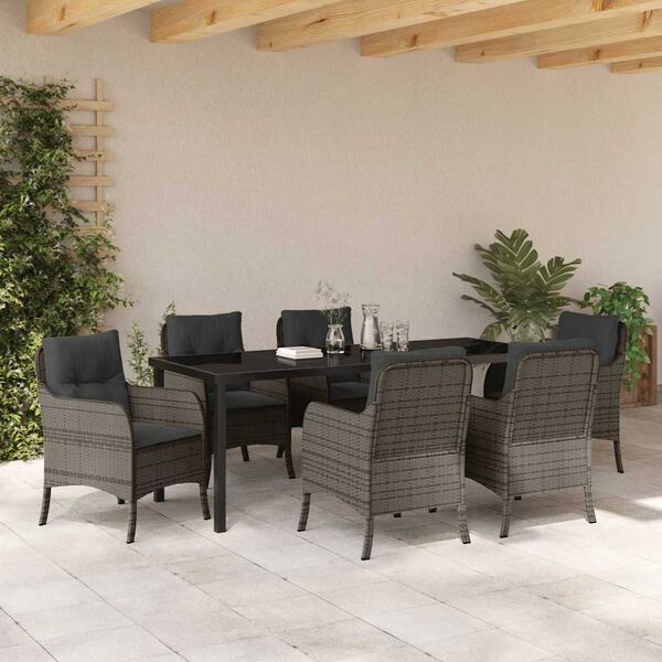 vidaXL Ensemble de salle &agrave; manger pour jardin 7 pcs Gris polyrotin
