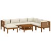 vidaXL Salon de jardin 8 pcs avec coussin cr&egrave;me Bois d'acacia solide