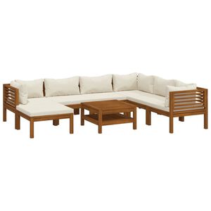 vidaXL Salon de jardin 8 pcs avec coussin cr&egrave;me Bois d'acacia solide