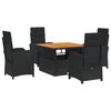 vidaXL Ensemble &agrave; manger de jardin coussins 5pcs Noir R&eacute;sine tress&eacute;e