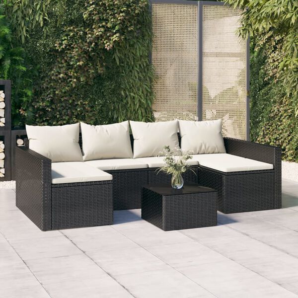 vidaXL Salon de jardin 2 pcs avec coussins Noir R&eacute;sine tress&eacute;e