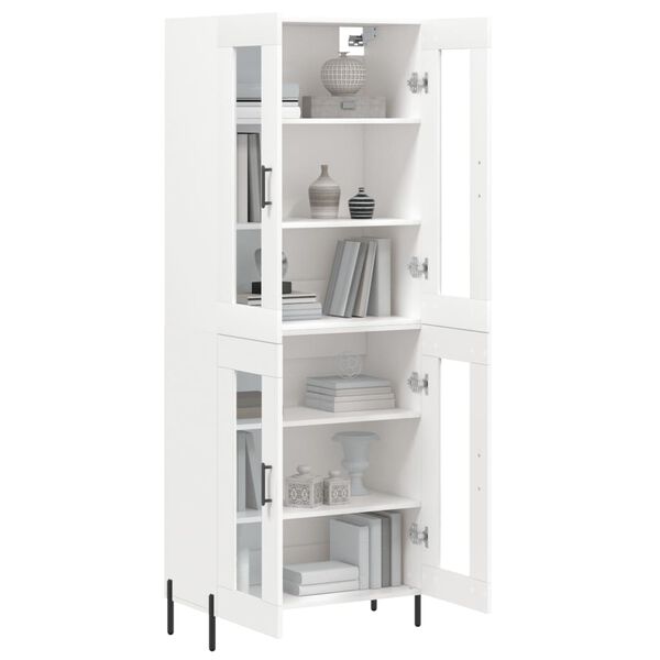 vidaXL Buffet haut Blanc 69,5x34x180 cm Bois d'ing&eacute;nierie