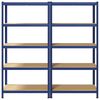 vidaXL &Eacute;tag&egrave;res de rangement &agrave; 5 niveaux 2 pcs Bleu Acier et bois