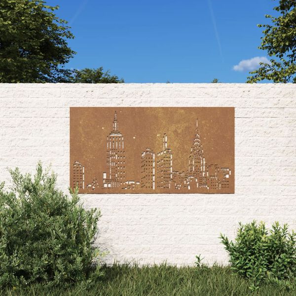 vidaXL D&eacute;coration murale jardin 105x55cm acier corten design d'horizon