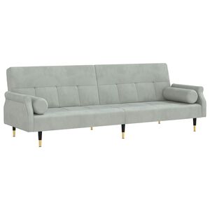 vidaXL Canap&eacute;-lit avec coussins gris clair velours