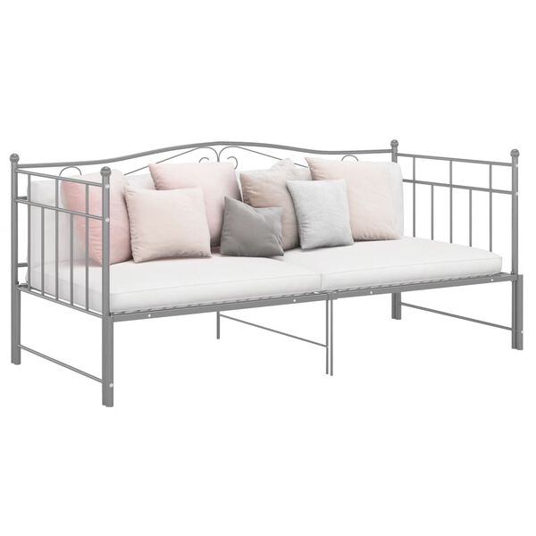 vidaXL Cadre de canap&eacute;-lit extensible sans matelas gris m&eacute;tal 90x200cm
