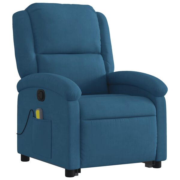 vidaXL Fauteuil de massage inclinable Bleu Velours