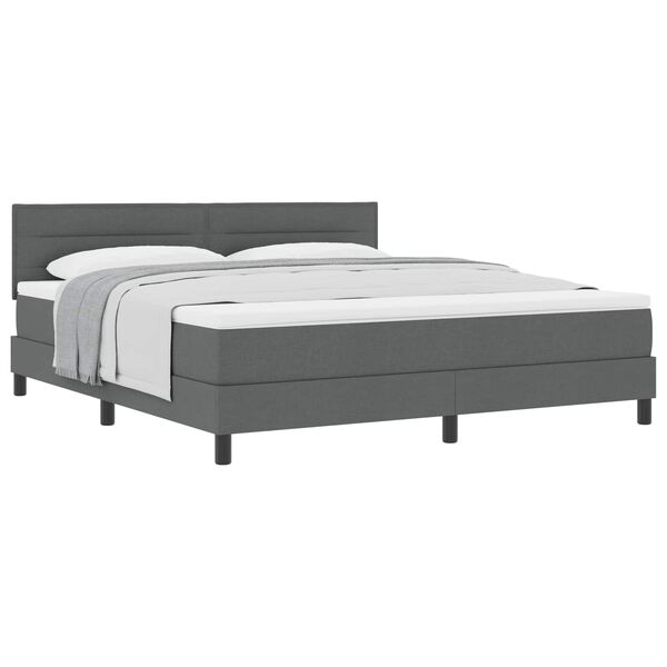vidaXL Lit &agrave; ressorts avec matelas Gris fonc&eacute; 180 x 200 cm tissu