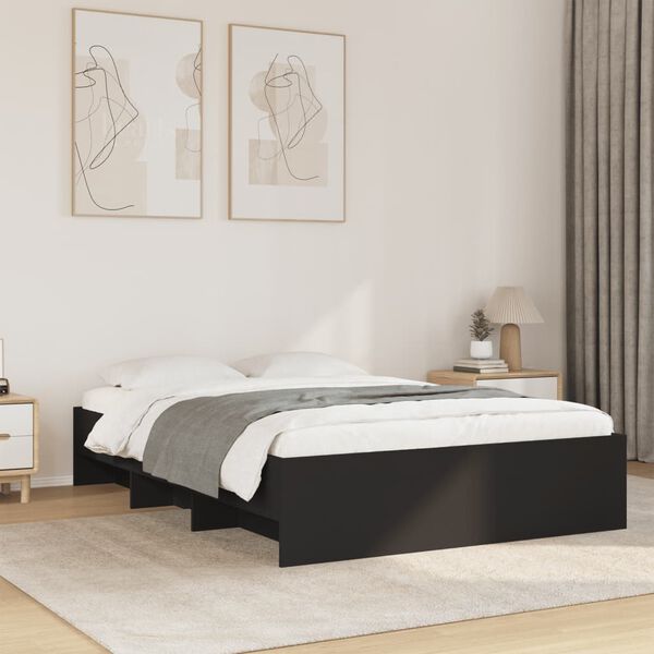 vidaXL Cadre de lit sans matelas noir 120x190 cm bois d'ing&eacute;nierie