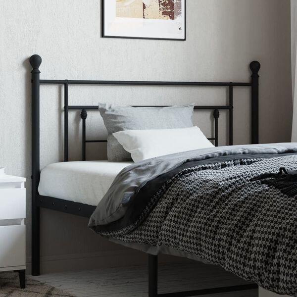 vidaXL T&ecirc;te de lit de remplacement m&eacute;tal noir 107 cm