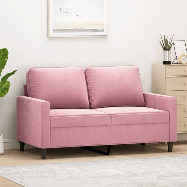 vidaXL Canap&eacute; &agrave; 2 places Rose 120 cm Velours