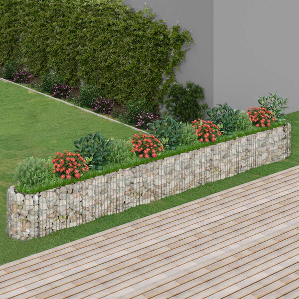 vidaXL Lit sur&eacute;lev&eacute; &agrave; gabion Fer galvanis&eacute; 470x50x50 cm