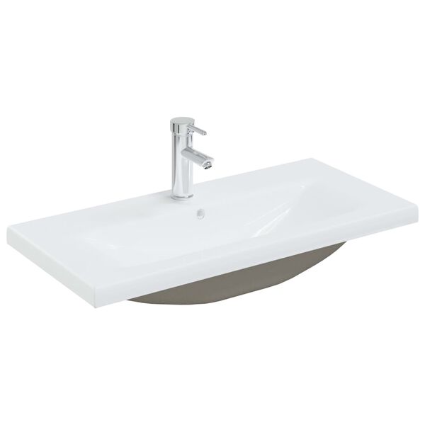 vidaXL Lavabo encastr&eacute; avec robinet 81x39x18 cm c&eacute;ramique blanc