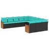 vidaXL Salon de jardin 11 pcs avec coussins noir r&eacute;sine tress&eacute;e
