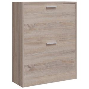 vidaXL Meuble &agrave; chaussures en bois avec 2 compartiments Aspect ch&ecirc;ne