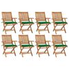 vidaXL Chaises pliables de jardin avec coussins lot de 8 Teck solide