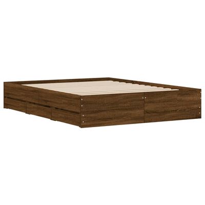 vidaXL Cadre de lit avec tiroirs sans matelas chêne marron 140x190 cm