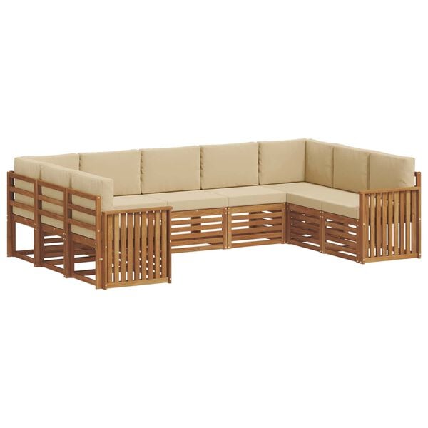 vidaXL Ensemble de canap&eacute; d'angle avec coussin 9 pcs Naturel et Beige