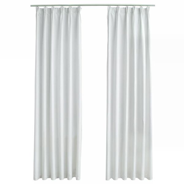 vidaXL Rideaux occultants avec crochets 2 pcs Blanc cass&eacute; 140x175 cm