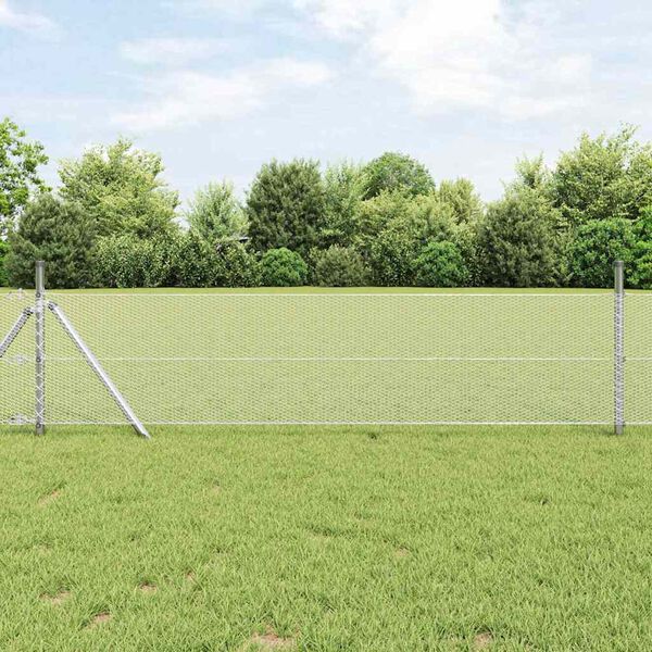 vidaXL Cl&ocirc;ture hexagonale Argent&eacute; 0,6 x 100 m Acier galvanis&eacute;