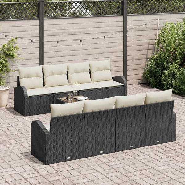 vidaXL Ensemble de canapé de jardin Noir 55 x 55 x 37 cm polyrotin