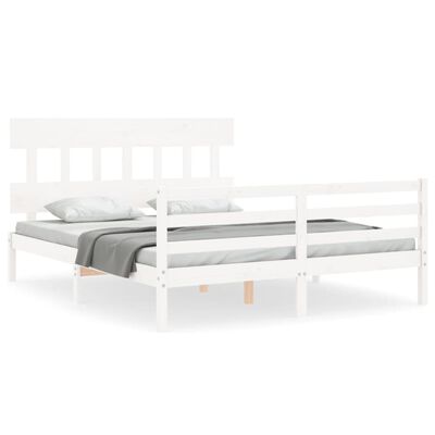 vidaXL Cadre de lit sans matelas blanc 160x200 cm bois massif