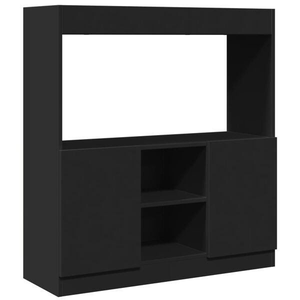 vidaXL Buffet haut noir 92x33x100 cm bois d'ing&eacute;nierie