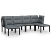 vidaXL Salon de jardin 6 pcs noir et gris r&eacute;sine tress&eacute;e