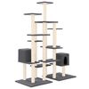vidaXL Arbre &agrave; chat avec griffoirs en sisal Gris fonc&eacute; 145 cm