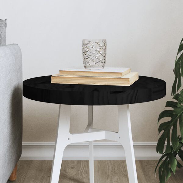 vidaXL Dessus de table rond noir &Oslash;40x3 cm bois de pin massif