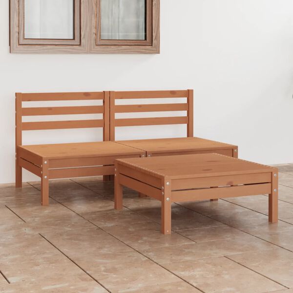 vidaXL Salon de jardin 3 pcs Marron miel Bois de pin massif