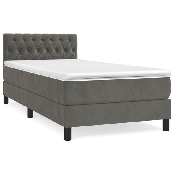 vidaXL Sommier &agrave; lattes de lit avec matelas Gris fonc&eacute; 100x200 cm