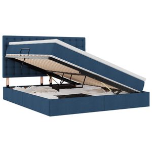 vidaXL Lit avec rangement et matelas Bleu 160 x 200 cm Polyester
