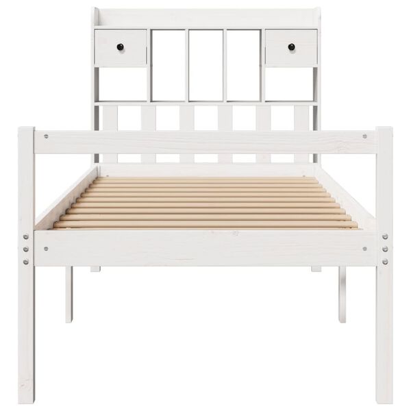 vidaXL Lit biblioth&egrave;que sans matelas blanc 75x190cm bois de pin massif