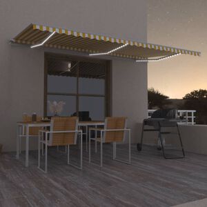 vidaXL Auvent manuel r&eacute;tractable avec LED 600x300 cm Jaune et blanc