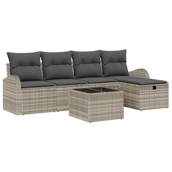 vidaXL Ensemble de canap&eacute; de jardin 6 pcs Gris clair Poly rotin