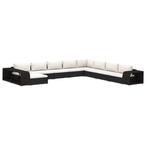 vidaXL Salon de jardin 11 pcs avec coussins R&eacute;sine tress&eacute;e Noir