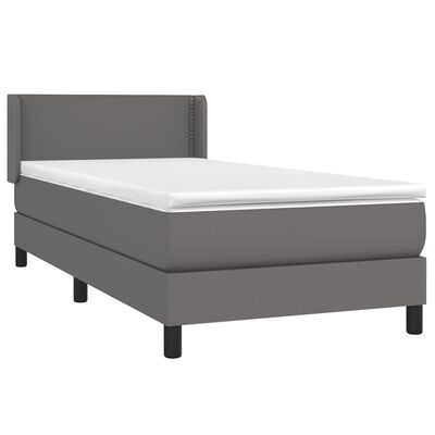 vidaXL Sommier à lattes de lit avec matelas Gris 80x200 cm Similicuir