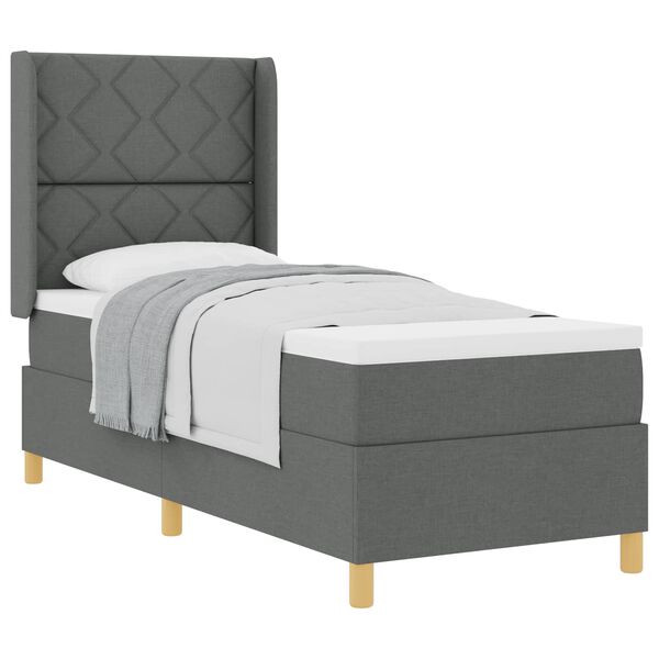 vidaXL Lit &agrave; ressorts avec matelas Gris fonc&eacute; 80 x 200 cm tissu