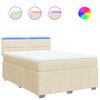 vidaXL Sommier &agrave; lattes de lit avec matelas Cr&egrave;me 140x190 cm Tissu